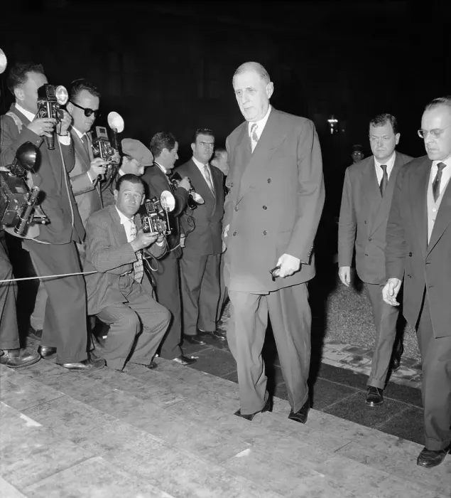 Framed Print : Charles de Gaulle Walking Past Photographers Framed Print : Charles de Gaulle Walking Past Photographers