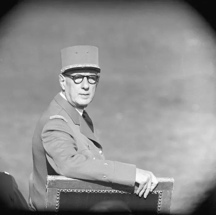 Framed Print : Charles De Gaulle Watching Parade Framed Print : Charles De Gaulle Watching Parade