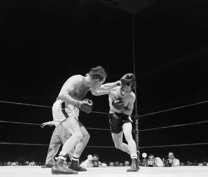 Framed Print : Charles Humez Boxing Against Gene Fullmer Framed Print : Charles Humez Boxing Against Gene Fullmer
