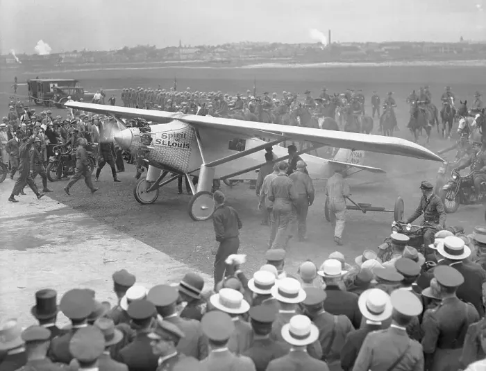 Framed Print : Charles Lindberg Landing in Boston Airport