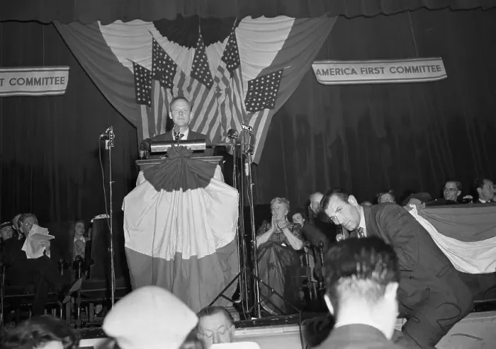 Framed Print : Charles Lindbergh Addressing Rally Framed Print : Charles Lindbergh Addressing Rally
