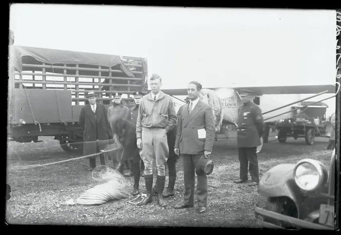 Framed Print : Charles Lindbergh and C. J. Stumpl Posing in Front of Airplane Framed Print : Charles Lindbergh and C. J. Stumpl Posing in Front of Airplane