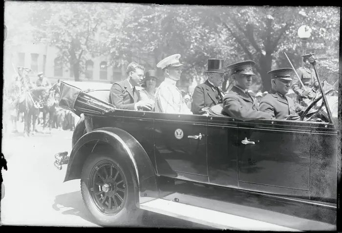 Framed Print : Charles Lindbergh and Mother Riding in Triumphal Motorcade Framed Print : Charles Lindbergh and Mother Riding in Triumphal Motorcade