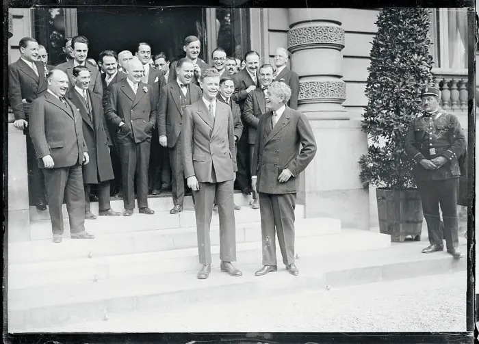 Framed Print : Charles Lindbergh and Myron T. Herrick Standing With Crowd Framed Print : Charles Lindbergh and Myron T. Herrick Standing With Crowd