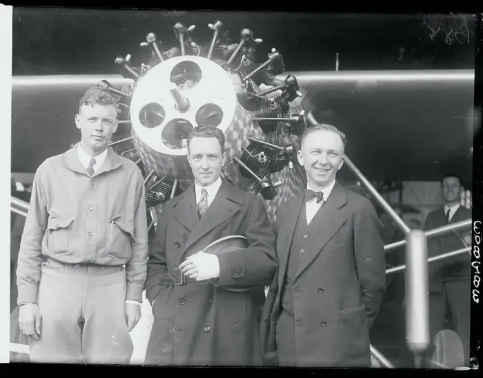 Framed Print : Charles Lindbergh Posing With Aviator Supporters Framed Print : Charles Lindbergh Posing With Aviator Supporters