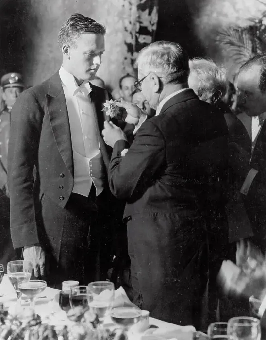 Framed Print : Charles Lindbergh Receiving Medal Framed Print : Charles Lindbergh Receiving Medal