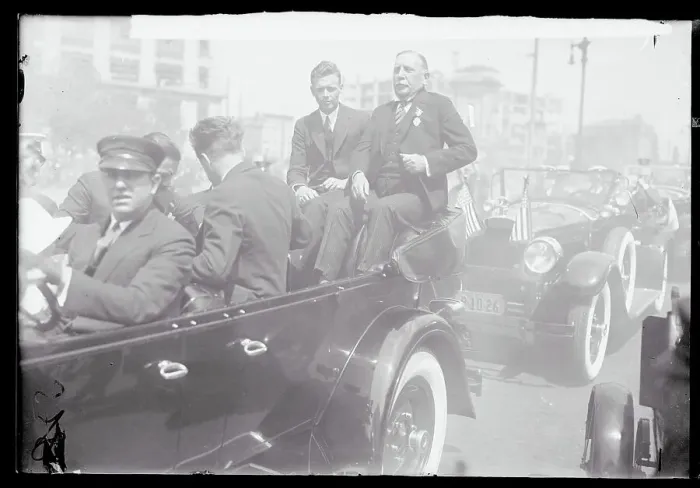 Framed Print : Charles Lindbergh Riding in Car Framed Print : Charles Lindbergh Riding in Car