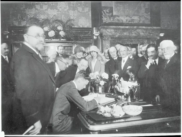 Framed Print : Charles Lindbergh Signing Name in French Livre D'or Framed Print : Charles Lindbergh Signing Name in French Livre D'or