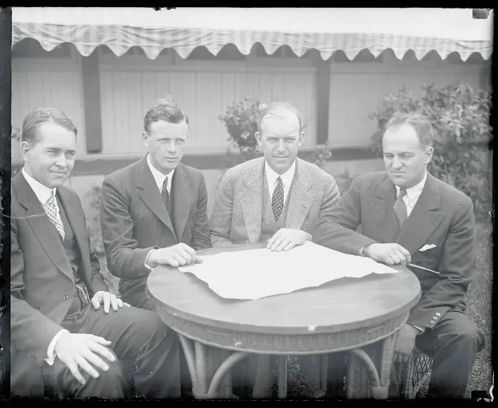 Framed Print : Charles Lindbergh Sitting at Table With Secretaries of Air Framed Print : Charles Lindbergh Sitting at Table With Secretaries of Air