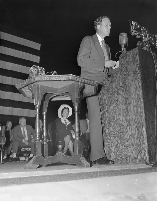 Framed Print : Charles Lindbergh Speaking at Rally Framed Print : Charles Lindbergh Speaking at Rally