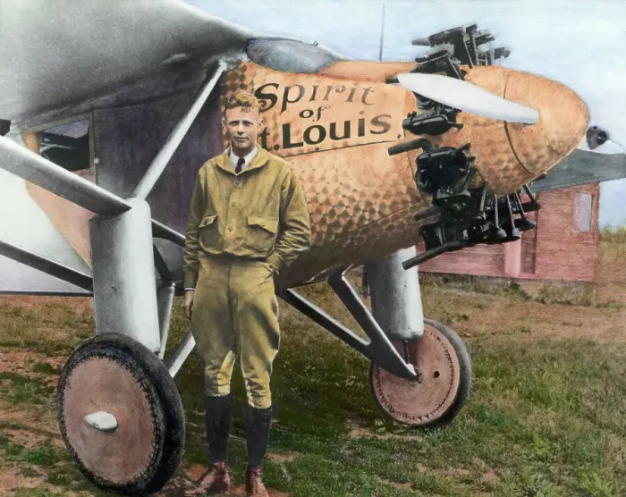 Framed Print : Charles Lindbergh with the Spirit of St. Louis Framed Print : Charles Lindbergh with the Spirit of St. Louis