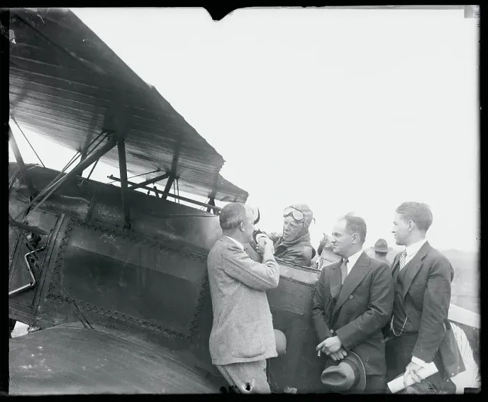 Framed Print : Charles Lindbergh Standing at Airplane With Washington Dignitaries Framed Print : Charles Lindbergh Standing at Airplane With Washington Dignitaries