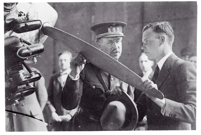Framed Print : Charles Lindbergh Standing With King Albert and Holding Airplane Model Framed Print : Charles Lindbergh Standing With King Albert and Holding Airplane Model