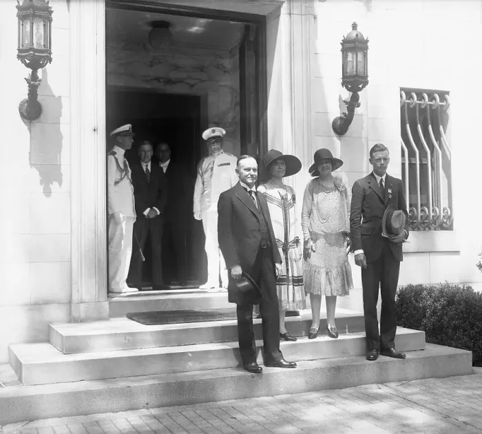 Framed Print : Charles Lindbergh Standing on Steps With Calvin and Mrs. Coolidge Framed Print : Charles Lindbergh Standing on Steps With Calvin and Mrs. Coolidge