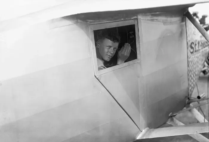 Framed Print : Charles Lindbergh Waving From Airplane