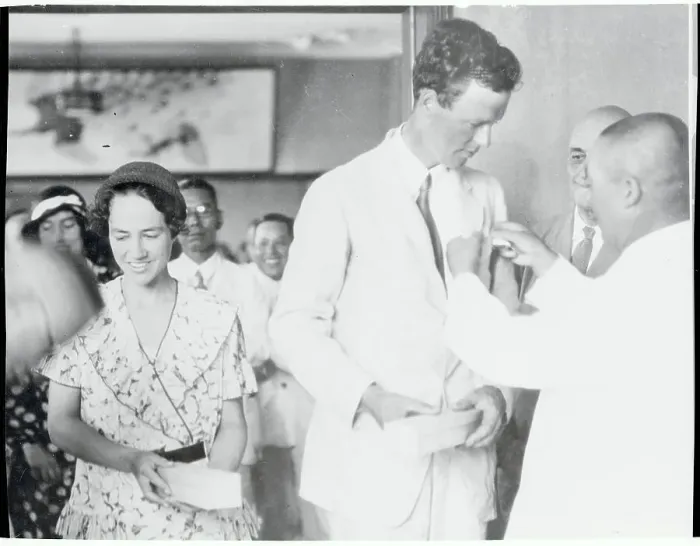 Framed Print : Charles Lindbergh and Wife Receiving Medals Framed Print : Charles Lindbergh and Wife Receiving Medals