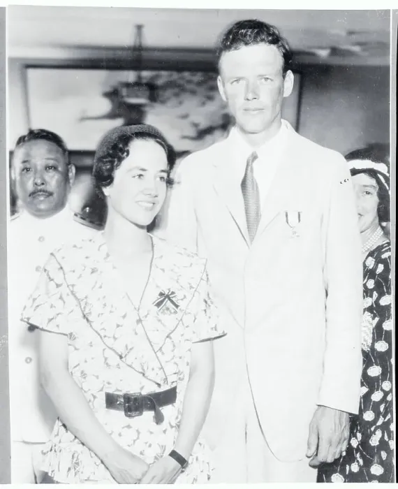 Framed Print : Charles Lindbergh and His Wife Wearing Medals Framed Print : Charles Lindbergh and His Wife Wearing Medals