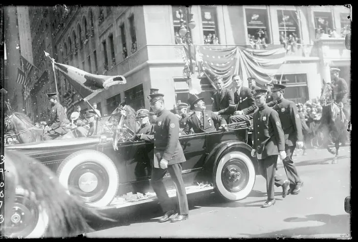 Framed Print : Charles Lindenberg Riding in Car with Mayor Framed Print : Charles Lindenberg Riding in Car with Mayor