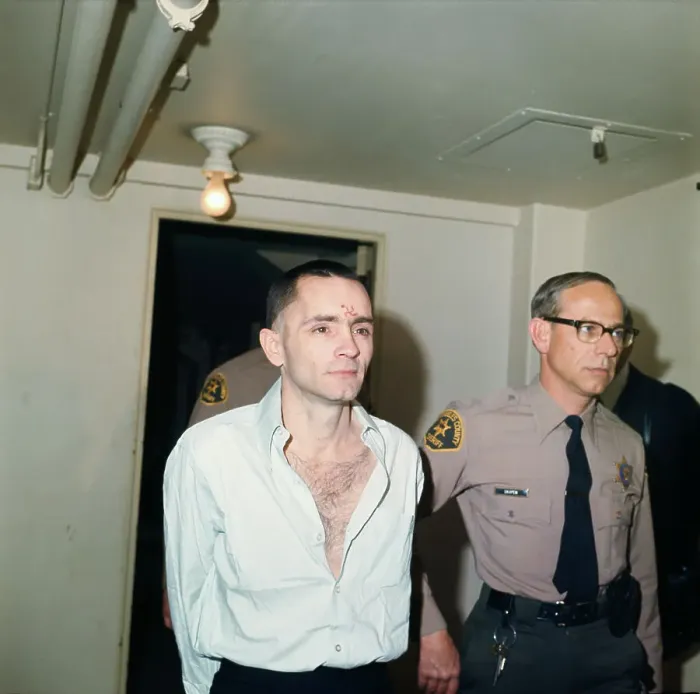 Framed Print : Charles Manson Arriving in Court