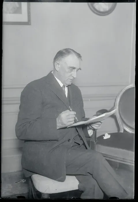 Framed Print : Charles Mayo Reading a Document Framed Print : Charles Mayo Reading a Document