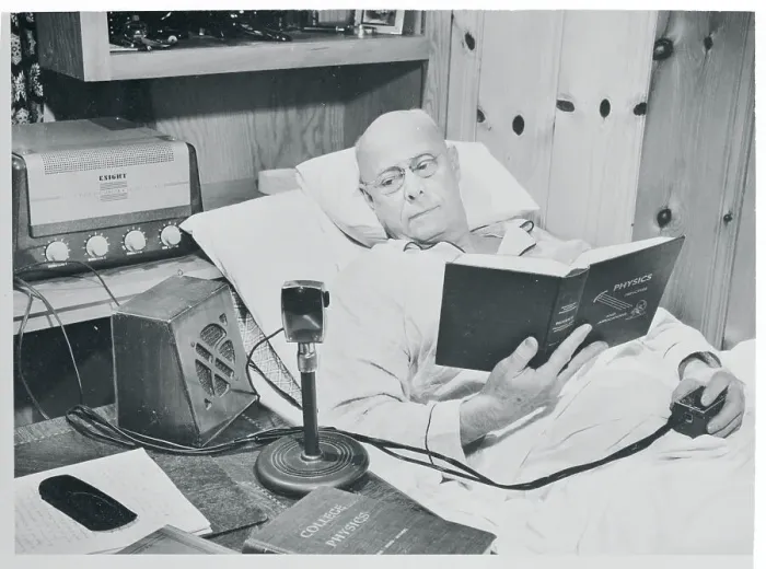 Framed Print : Charles Morris Speaking Into an Intercom Framed Print : Charles Morris Speaking Into an Intercom