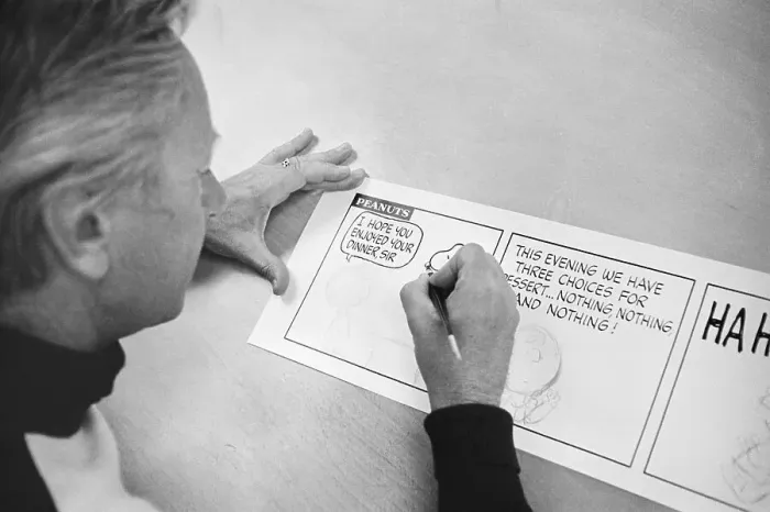 Framed Print : Charles Schultz Works on a Strip Framed Print : Charles Schultz Works on a Strip