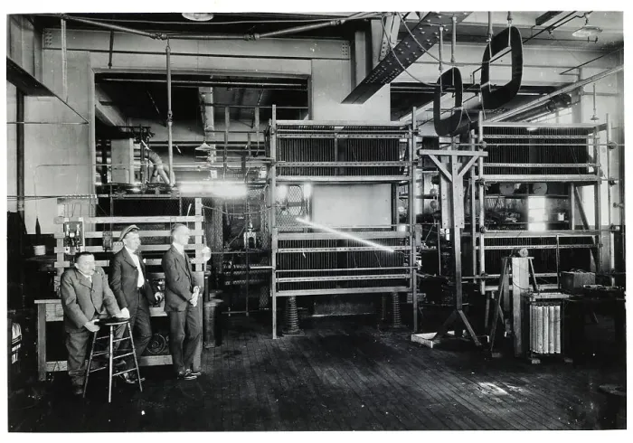Framed Print : Charles Steinmetz in Lab with Lightning Framed Print : Charles Steinmetz in Lab with Lightning