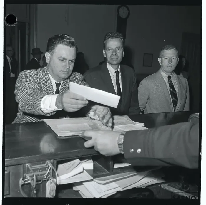 : Charles Van Doren Being Booked by Police : Charles Van Doren Being Booked by Police