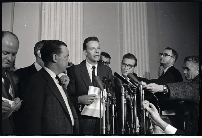 Framed Print : Charles Van Doren Talking to Reporters Framed Print : Charles Van Doren Talking to Reporters