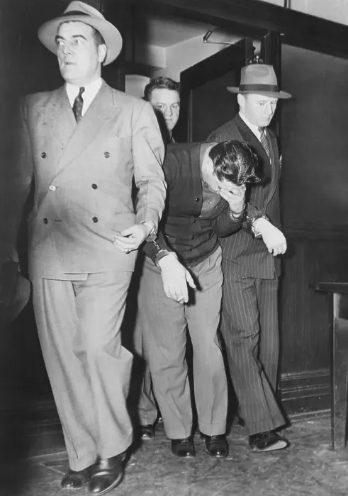 Framed Print : Charles Workman Being Escorted by Detectives Framed Print : Charles Workman Being Escorted by Detectives