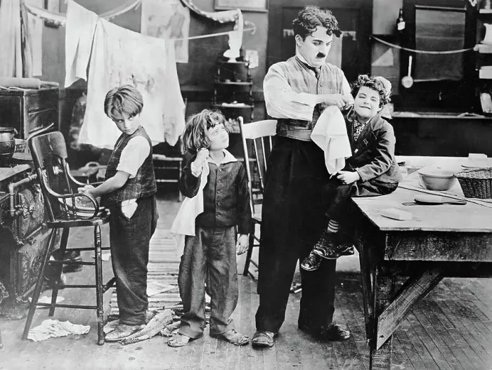 Framed Print : Charlie Chaplin and Three Small Children