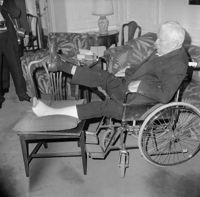 Framed Print : Charlie Chaplin in Wheelchair Framed Print : Charlie Chaplin in Wheelchair