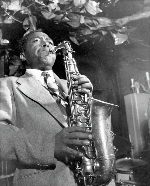 Charlie Parker Performing Jazz Saxophonist Print circa 1945. Art