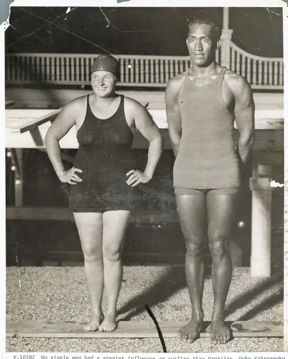 Framed Print : Charlotte Boyle and Duke Kahanamoku Framed Print : Charlotte Boyle and Duke Kahanamoku