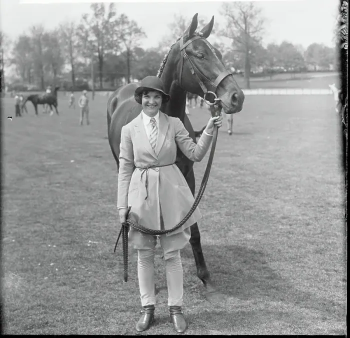 Framed Print : Charlotte Montgomery Posing with Horse Framed Print : Charlotte Montgomery Posing with Horse