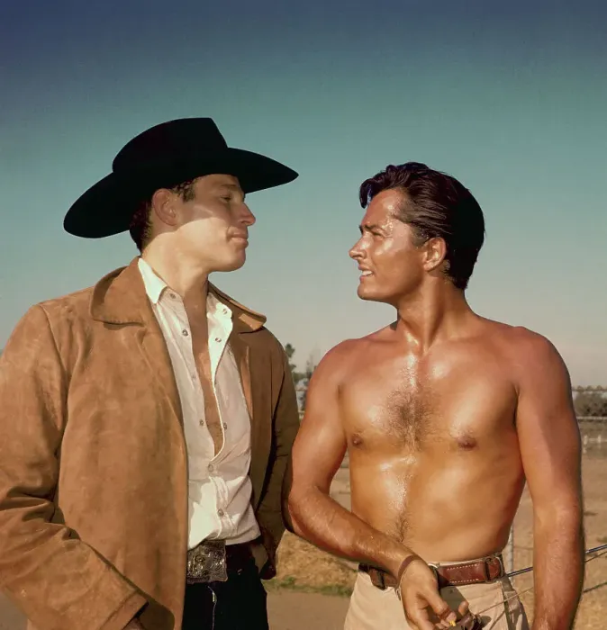 Framed Print : Charlton Heston with John Derek Framed Print : Charlton Heston with John Derek