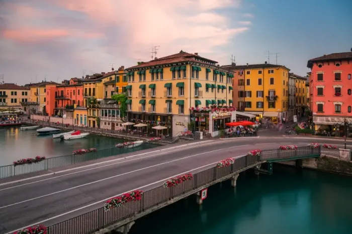 Framed Print : Charming waterfront view of Peschiera del Garda Framed Print : Charming waterfront view of Peschiera del Garda
