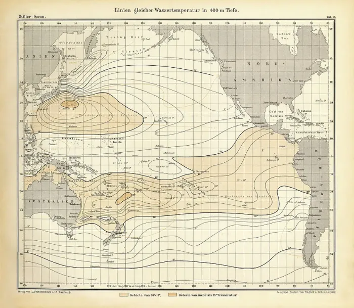 Framed Print : Chart of Weather Patterns in the Pacific Ocean, German Antique Victorian Engraving, 1896 Framed Print : Chart of Weather Patterns in the Pacific Ocean, German Antique Victorian Engraving, 1896