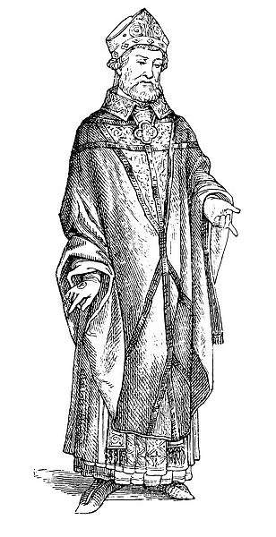 Chasuble. Antique illustration of a chasuble