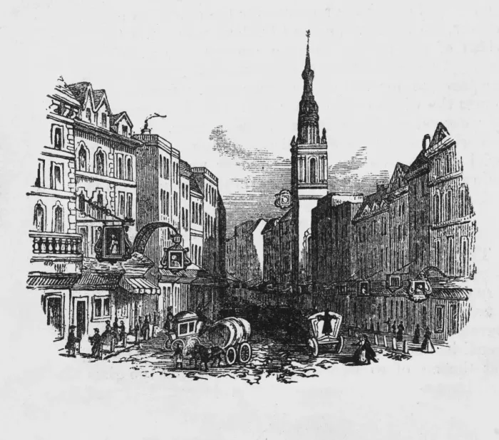 Framed Print : Cheapside in London, with the church of St Mary-le-Bow on the right, 1750 Framed Print : Cheapside in London, with the church of St Mary-le-Bow on the right, 1750