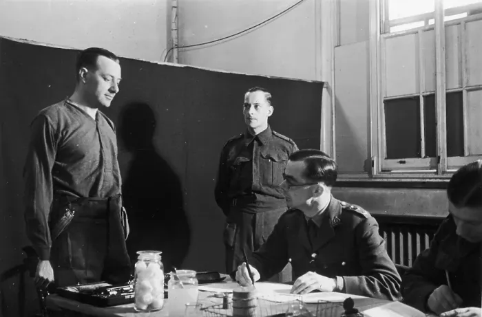 Framed Print : Check Up. 1941: A British soldier arrives for a medical examination Framed Print : Check Up. 1941: A British soldier arrives for a medical examination