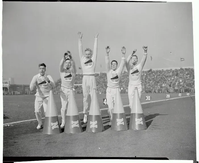 Framed Print : Cheer Leaders Standing Near Horns on Field Framed Print : Cheer Leaders Standing Near Horns on Field