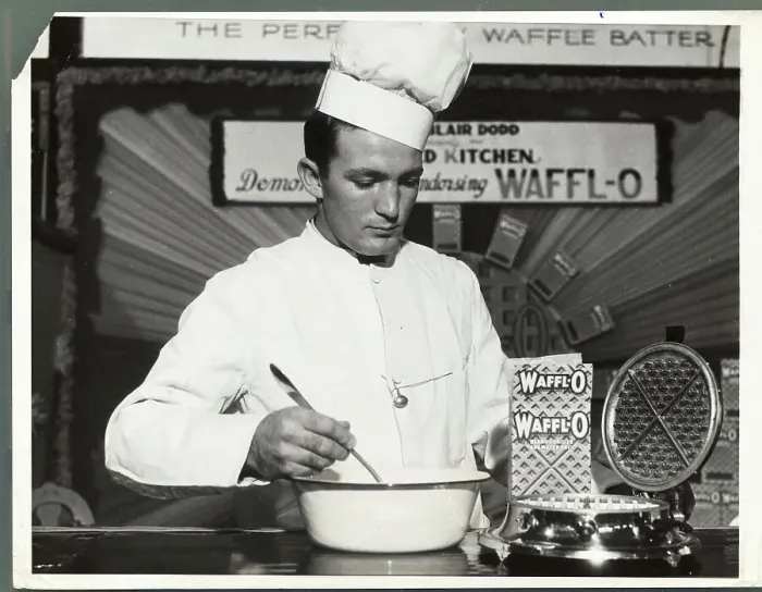 Framed Print : Chef Mixing Waffle Batter
