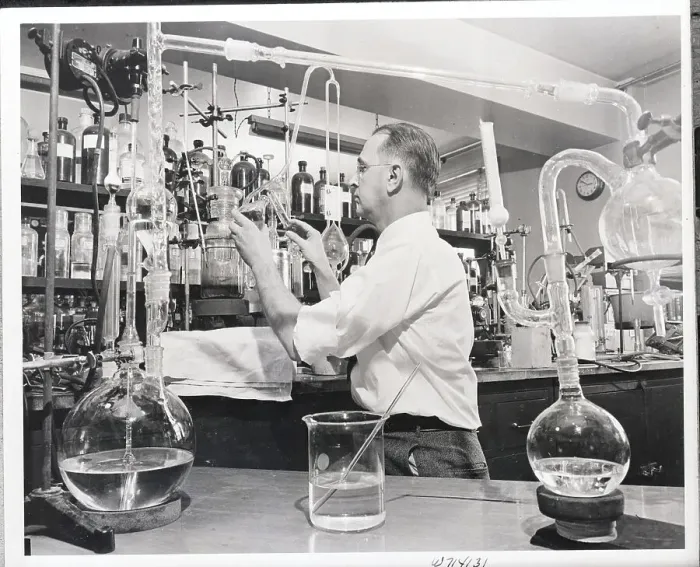 Framed Print : Chemist Checks Ddt Framed Print : Chemist Checks Ddt