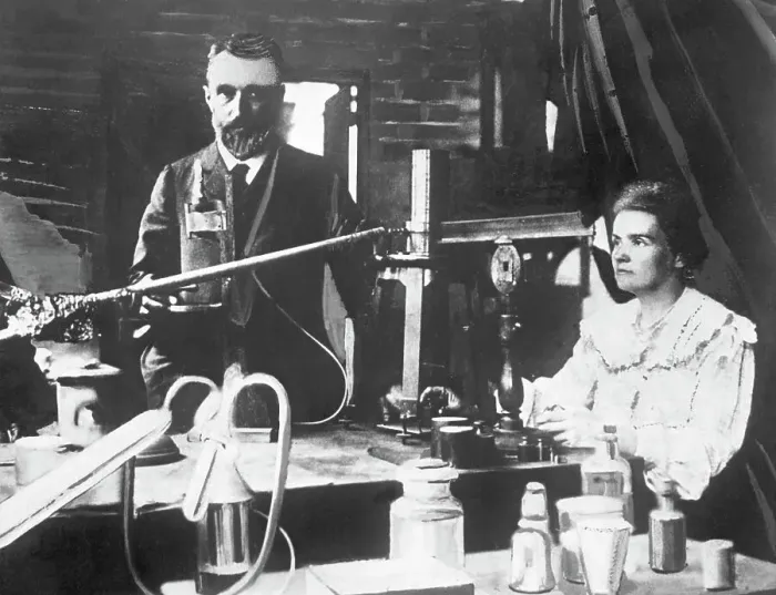 Framed Print : Chemists Pierre and Marie Curie in Laboratory Framed Print : Chemists Pierre and Marie Curie in Laboratory