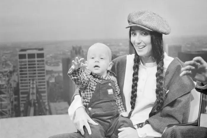: Cher Holding Her Son : Cher Holding Her Son