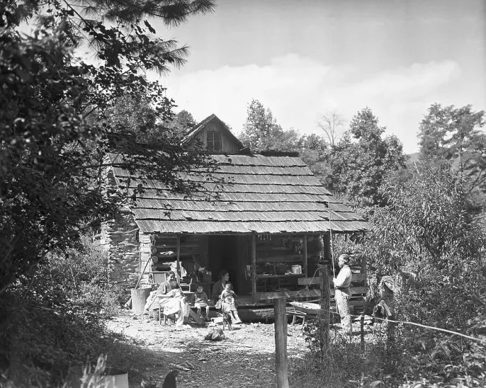 Framed Print : Cherokee Indian Family Outside Cabin Framed Print : Cherokee Indian Family Outside Cabin
