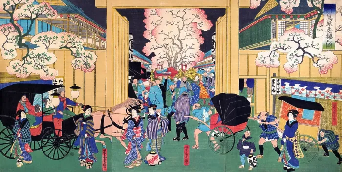 Framed Print : Cherries at Night at New Shimabara Framed Print : Cherries at Night at New Shimabara