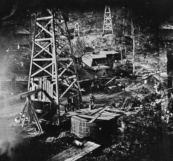 Framed Print : Cherrytree Run Oil Derricks Framed Print : Cherrytree Run Oil Derricks
