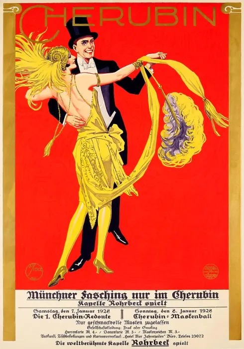 Framed Print : Cherubin. German advertising poster for the Munich Fasching Lent Carnival Framed Print : Cherubin. German advertising poster for the Munich Fasching Lent Carnival